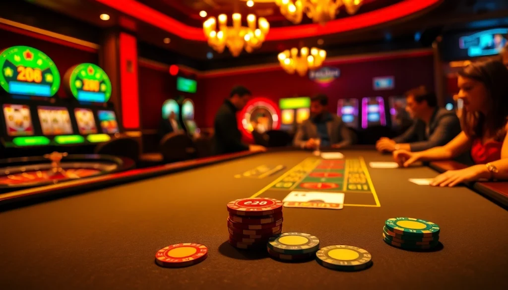 Experience the thrill of e28 poker nights with colorful chips and a vibrant casino atmosphere.