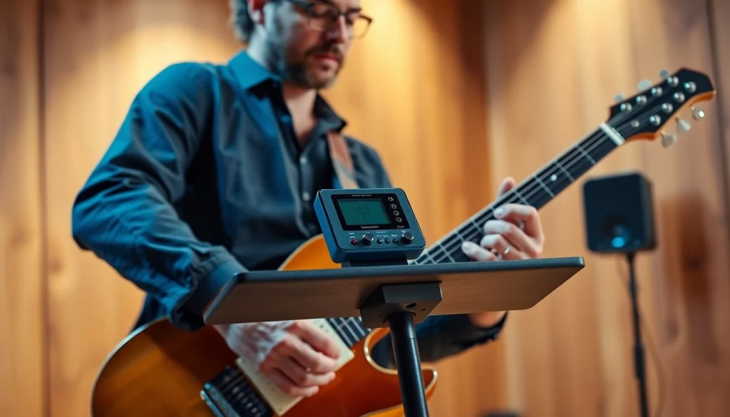 Guitarist using the VG99 in a modern studio, showcasing its features and performance.