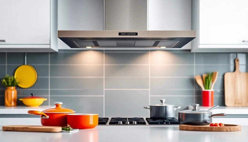 Check out this modern kitchen featuring a stylish 90cm cooker hood over the stovetop.