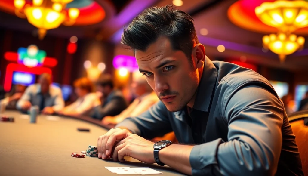 Engage in i9bet with a professional gambler at a lively poker table.