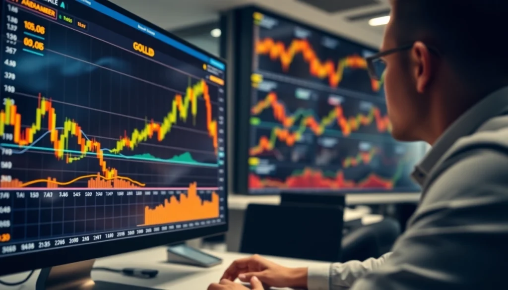 Analyze GOLD SIGNALS on a trading platform with charts and indicators displayed.