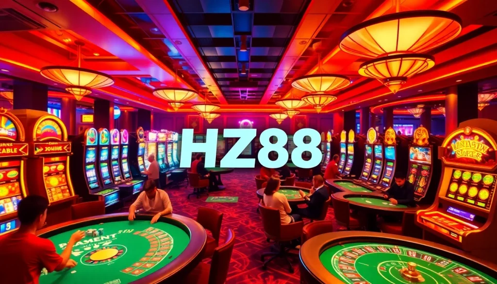 Play at HZ88.my for thrilling casino games featuring roulette, blackjack, and vibrant slot machines.