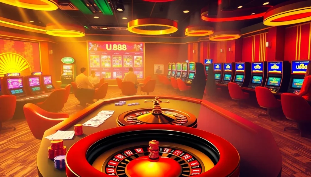Players enjoying a thrilling poker game at U888's virtual casino, showcasing an exciting gambling experience.