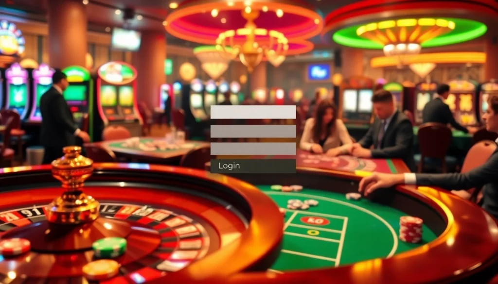 Engaging casino scene featuring a roulette wheel and players, highlighting the bdg game login experience in a lively setting.